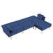 Lyravera 110 Modern Velvet Upholstered Reversible Sectional Sofa Bed - 3 Seat Reversible with Movable Ottoman and Nailhead Trim - Blue - CAB3635