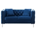 Mystic 59" Loveseat - Blue Velvet - Silver Nailhead Trimmed and Chrome-Plated Legs