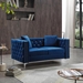 Mystic 59" Loveseat - Blue Velvet - Silver Nailhead Trimmed and Chrome-Plated Legs - CAB3638