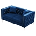 Mystic 59" Loveseat - Blue Velvet - Silver Nailhead Trimmed and Chrome-Plated Legs - CAB3638