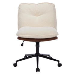 Kembleton Office Chair with Wheels - Oversize Seat - Dark Brown and White - Polyurethane Leather 