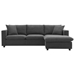 Elysian 100" Sectional Sofa with Convertible Ottoman - Dawn Grey Polyester - Iron Frame - CAB3647