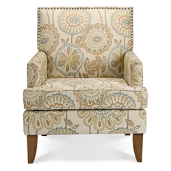 Vallia Accent Chair - Beige and Yellow - Birch Legs 