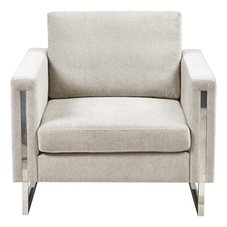 Xanadu Accent Chair - Ivory Polyester - Chrome Plated Frame and Legs 