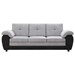 Skylark 81" Three Seater Sofa - Modern Upholstered - Black Leather and Light Gray Velvet - CAB3669