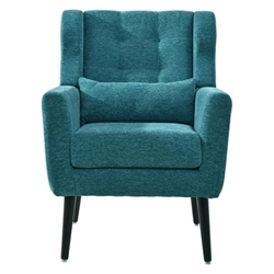 Tallulah Accent Chair - Teal Chenille - Light Brown Wood Legs 