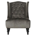 Thayer Hi-Back Club Chair - Grey Velvet - Turned Birch Wood Legs