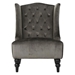 Thayer Hi-Back Club Chair - Grey Velvet - Turned Birch Wood Legs - CAB3675