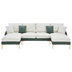 Cobalt Cove 108" Modern Sectional Sofa with Extra-Wide Double Chaise Longue - Cyan Linen and Leathaire Fabric - Golden Legs