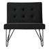 Zilaria Armless Accent Chair - Black Velvet Upholstery - Metal Frame