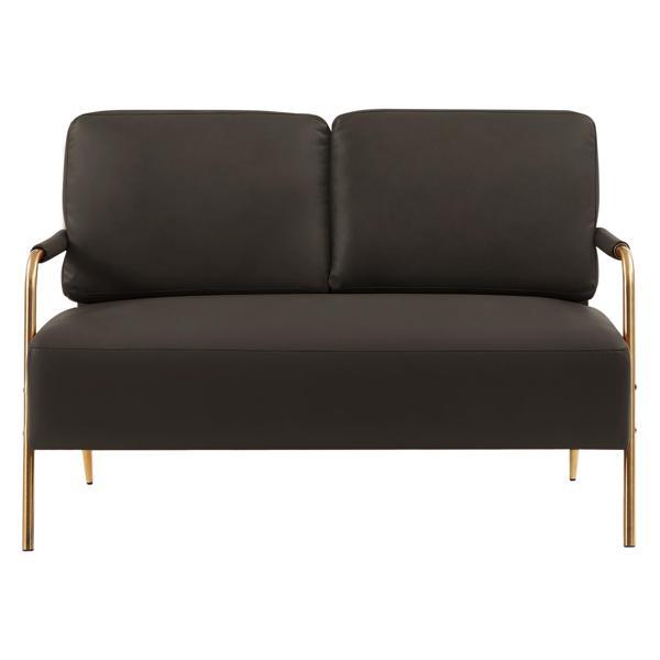 Kyralis Small Loveseat 2 Seater - Coffee Fabric - Metal Leg 