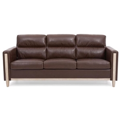 Hedgerow 79" Comfortable Solid Wood Three Seater Sofa - Soft Cushions - Brown Polyurethane 