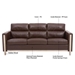 Hedgerow 79" Comfortable Solid Wood Three Seater Sofa - Soft Cushions - Brown Polyurethane - CAB3706