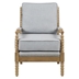 Nelsen Accent Arm Chair - Dusty Blue - Camel Oak Wood Finish