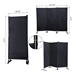 Brindlemark Room Divider - 6 Ft 3-Panel Folding Privacy Screen with Metal Stand - Black - CAB3710