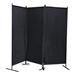 Brindlemark Room Divider - 6 Ft 3-Panel Folding Privacy Screen with Metal Stand - Black - CAB3710