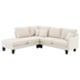 Sutton Ridge 90" Sectional Sofa - Beige Terrycloth - Solid Wood Frame