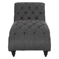 Warta Chaise Lounge Chair - Charcoal Fabric - Birch Wood Legs 