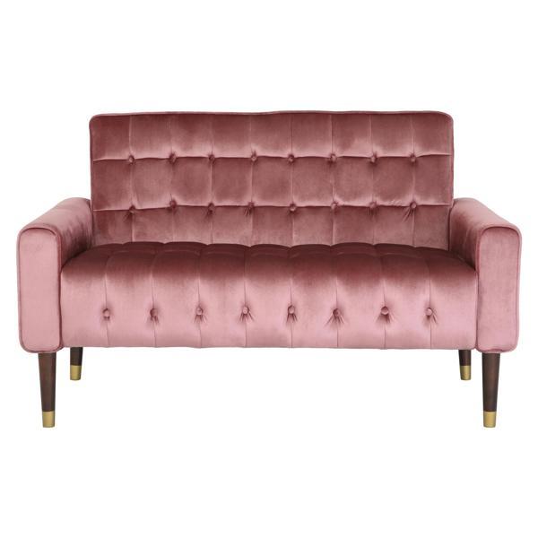 Wellesley Velvet Loveseat - Blush - Birch Wood Legs with Gold Accents 