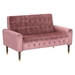 Wellesley Velvet Loveseat - Blush - Birch Wood Legs with Gold Accents - CAB3732