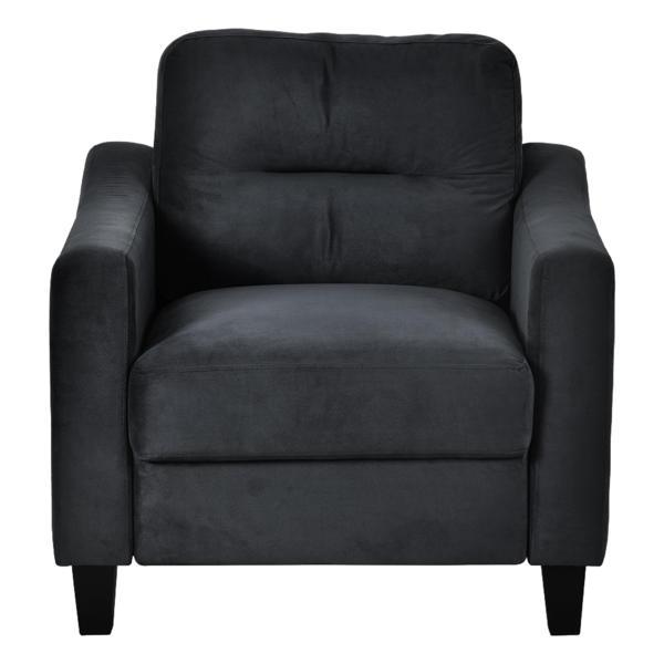 Ipswich 32" Loveseat - Black Velvet Fabric - Solid Wood Frame 