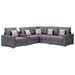 Briallen 106" Sectional Sofa with Console Table - Gray Linen Fabric - Interchangeable Legs - CAB3739