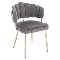 Valleno Accent Chair - Gray Velvet - Golden Finish Feet 