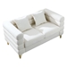 Ixalan 60" Oversized 2 Seater Sectional Loveseat - Ivory Teddy Fabric - Gold Polished Metal Legs - CAB3746