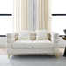 Ixalan 60" Oversized 2 Seater Sectional Loveseat - Ivory Teddy Fabric - Gold Polished Metal Legs - CAB3746