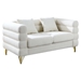 Ixalan 60" Oversized 2 Seater Sectional Loveseat - Ivory Teddy Fabric - Gold Polished Metal Legs - CAB3746