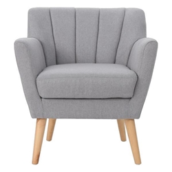 Undine Mid-Century Modern Fabric Club Chair - Light Grey / Natural 