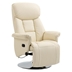 Vagabond Manual Recliner Chair for Adults - Cream White Polyurethane Leather Upholstery and Steel Base