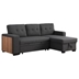 Harmony Sectional Sofa - 3-Piece - Dark Gray Linen Blend - Black Legs