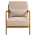 Tallahassee Leisure Chair with Solid Wood Armrest and Feet - Beige Linen Fabric - Mid-Century Modern Accent Sofa - CAB3756