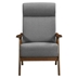 Vitalys Accent Chair - Gray Textured Fabric - Solid Rubberwood Frame - Walnut Finish