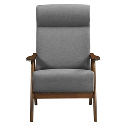 Vitalys Accent Chair - Gray Textured Fabric - Solid Rubberwood Frame - Walnut Finish 