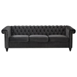 Xanten 83" Sofa - 3 Seater - Black Velvet 