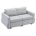 Davenport 61" 2 Seater Sectional Loveseat with 1 Ottoman - Light Grey Linen Fabric - Rubberwood Frame - CAB3774