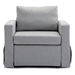 Davenport 61" 2 Seater Sectional Loveseat with 1 Ottoman - Light Grey Linen Fabric - Rubberwood Frame - CAB3774