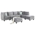 Floranza 120" Gray Velvet 7-Piece Modular Sectional Sofa