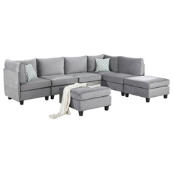 Floranza 120" Gray Velvet 7-Piece Modular Sectional Sofa 