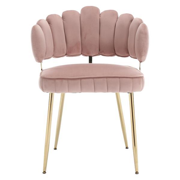 Valleno Accent Chair - Pink Velvet - Golden Finish Feet 