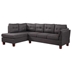 Kaidon 97 Sectional Sofa with Left Facing Chaise - Dark Gray Linen - Coffee Brown Finish Legs