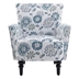 Asteria - Modern Accent Armchair - White Blue Linen - Solid Wood Feet