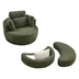 Brynn 39" Oversized Swivel Chair with Moon Storage Ottoman - Green Teddy Fabric