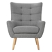 Echo Falls Mid-Century Modern Club Chair - Grey - Rubberwood Legs - CAB3825