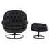 Terraverd Accent Chair with Ottoman - Black Velvet - Black Metal Legs