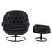 Terraverd Accent Chair with Ottoman - Black Velvet - Black Metal Legs - CAB3827