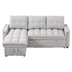 Yota 78" Reclining Sofa - 3 Seater with Pull-Out Sofa Bed - Light Grey Chenille Fabric