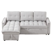 Yota 78" Reclining Sofa - 3 Seater with Pull-Out Sofa Bed - Light Grey Chenille Fabric - CAB3832